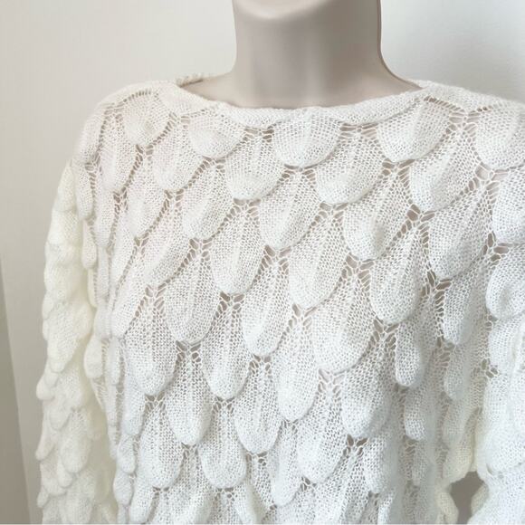 Sheer Feather Knit Sweater Flowy Sleeves - Picture 2 of 5